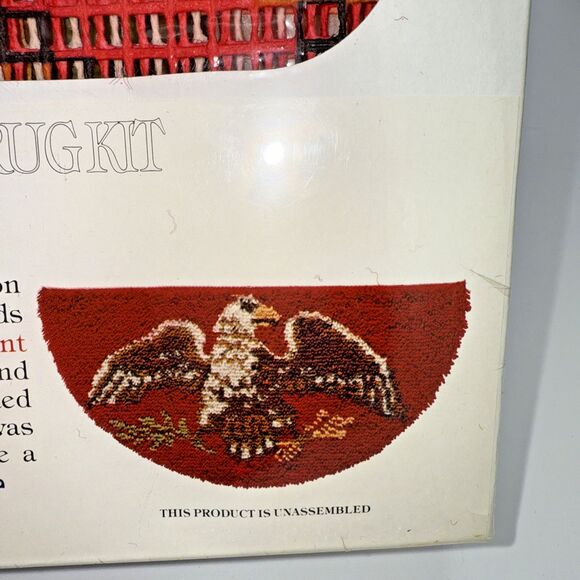 Vintage "Eagle Patriotic" Rug Latch Hooking Kit Half Round 17"X34" #4680 NEW - Picture 7 of 12